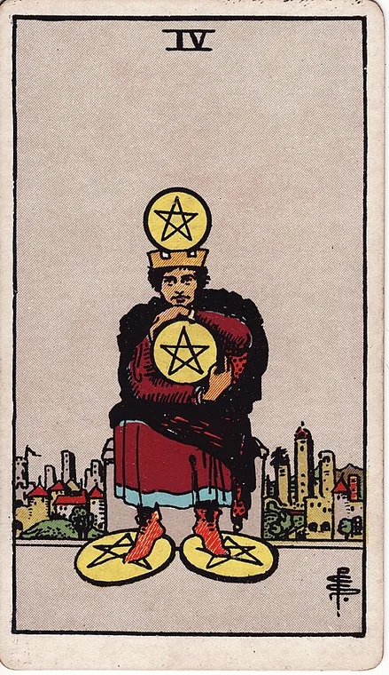 펜타클 4 (Four of Pentacles) 타로 카드
