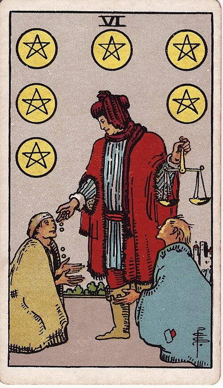 펜타클 6 (Six of Pentacles) 타로 카드