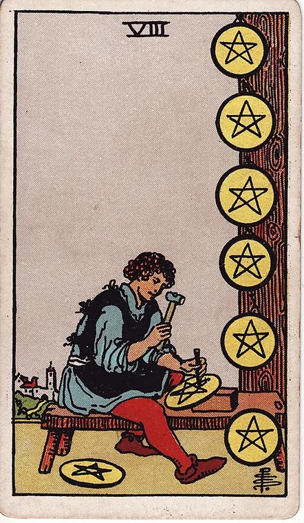 펜타클 8 (Eight of Pentacles) 타로 카드