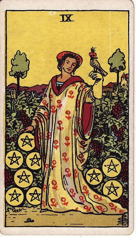 펜타클 9 (Nine of Pentacles) 타로 카드
